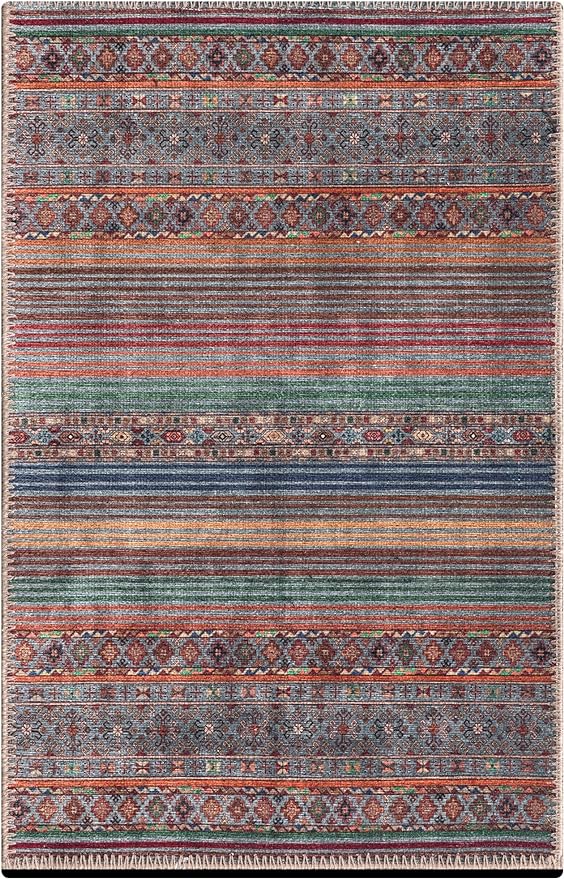 Keen Home Design 2x3 Rug - Machine Washable Entry Rug with Non-Slip Backing, Ideal for Enteryway, Kitchen, Bathroom, Laundry Room - Vintage, Easy Clean, Durable, Low Pile Rug - (2' x 3')