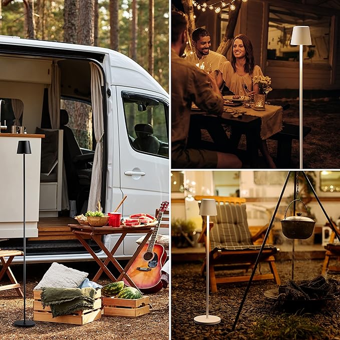 O’Bright Sandy- Cordless LED Floor Lamp for Outdoor/Indoor, Rechargeable, Water Resistant, Dimmable, Carry Light, Adjustable Height Stand Lamp for Patio, Living Room, Bedside, Table Night Lamp, Black