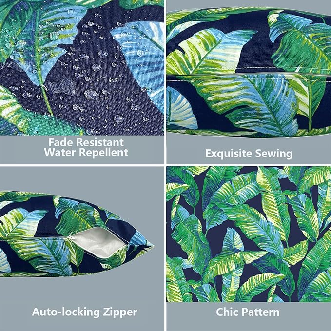 LVTXIII Indoor Outdoor Pillow Covers, Covers ONLY Patio Accent Square Toss Pillow Cushion Case 18" x 18" Pack of 2 for Chair Sofa Couch Patio Furniture Decoration – Hanalei Lagoon