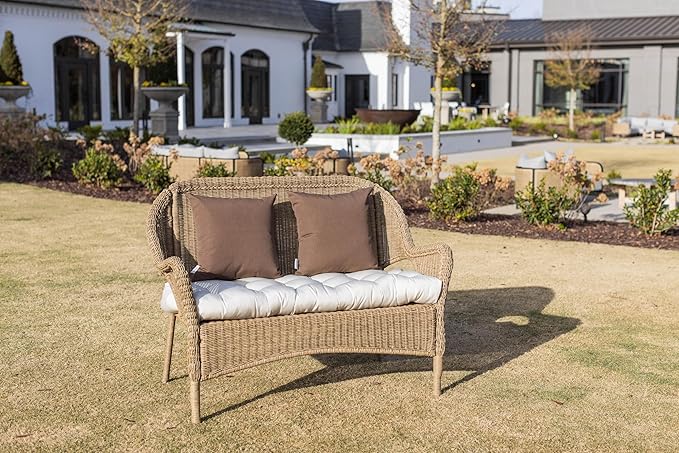 RSH DECOR: Sunbrella Square Throw Pillows Set of 2 | 24" x 24" | Water and Fade-Resistant Performance Fabric | Outdoor Pillow Covers with Down-Alternative Inserts | Canvas Taupe
