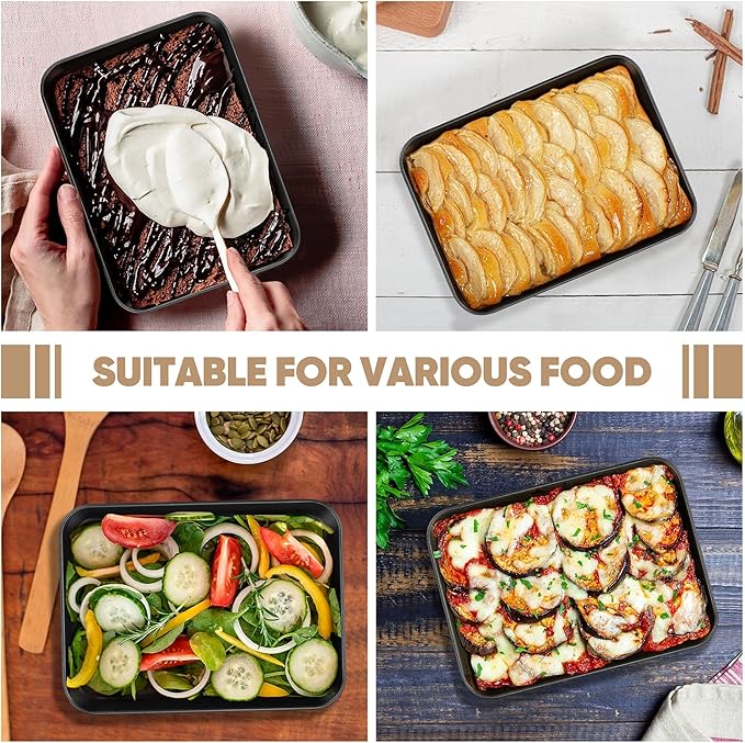 E-far Baking Sheet Set of 2, 9" x 7" x 1" Small Cookie Sheet Pan for Baking, Nonstick Carbon Steel Baking Trays for Toaster Oven, Heat-Resistant & Easy Clean, Black