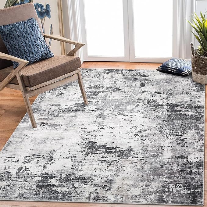 ROYHOMEWashable Rug 6x9 Modern Abstract Area Rug Non Slip Non Shedding Low Pile Stain Resistant Rug Soft Carpet for Bedroom Living Room, Green