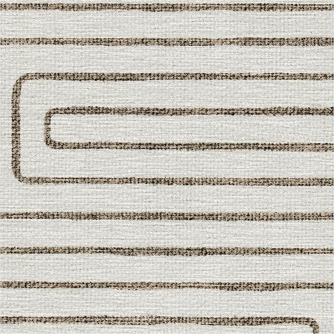RUGGABLE x Jonathan Adler Machine Washable Area Rug – Labyrinth Camel/Ivory 6 ft Round, Stain-Resistant, Non-Slip – Medium Rugs for Living Room, Bedroom, Hallway, Entryway & Office–with Standard Pad