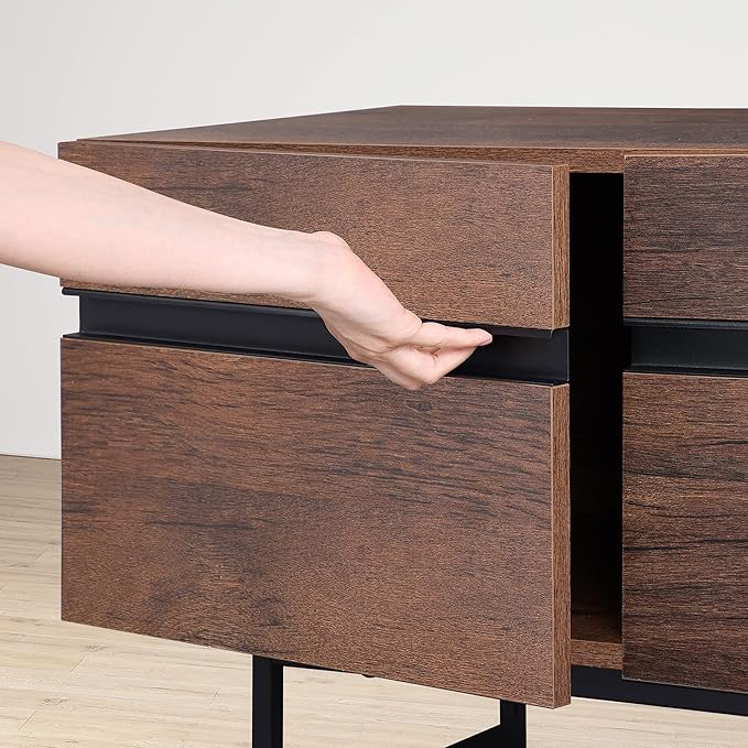 WAMPAT Modern TV Console for Living Room, 2 in 1 Wooden TV Stand with Storage for 100 Inch TV, TV Entertainment Center with Adjustable Cabinet Doors for Bedroom,Game Room,Brown