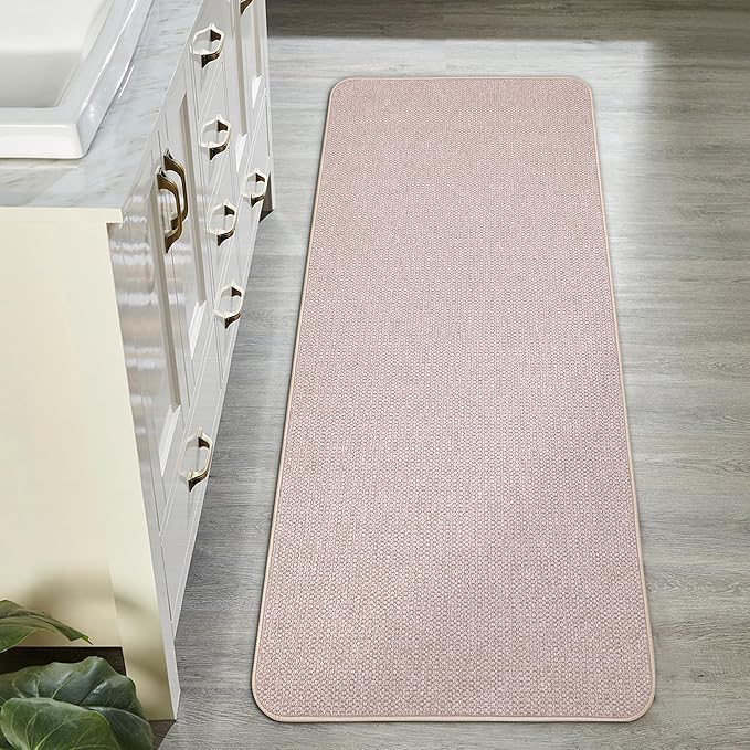 Bath Mat,Ultra Thin Bathroom Runner Rugs,Large Bath Mats for Bathroom,Quick Dry,Non-Slip,Machine Washable,Low Pile,Bath Rug,Shower Outside,Sink,Home Decor Accessories.Beige,1'9"x3'11"（21x47inch）