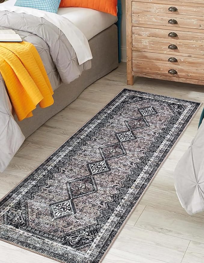 Keen Home Design 2x7 Rug - Machine Washable Runner Rug with Non-Slip Backing, Ideal for Hallway, Entryway, Kitchen, Laundry Room - Vintage, Easy Clean, Durable, Low Pile Rug - (2'6" x 7')