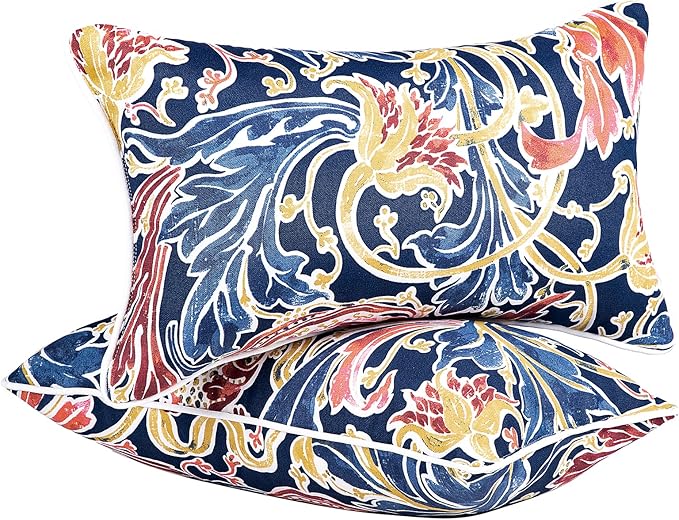JMGBird Outdoor Lumbar Pillows, Waterproof Throw Pillows with Insert, Pack of 2, 12×20 Inch, Add a Pop of Color to Your Outdoors with Vibrant Furniture Pillows