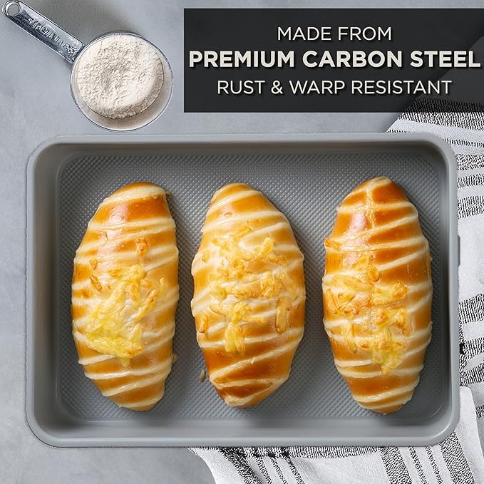 Country Kitchen Nonstick Stackable Bakeware Set - Durable, Easy Release Baking Set, Cream, 6 Pcs