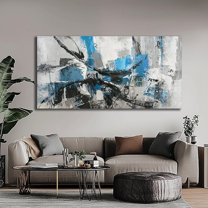 Belmrxne Abstract Canvas Wall Art Blue Wall Decor Posters Aesthetic Unique Artwork for Living Room Bedroom Dining Room Office Home Decor 20x40 Inch