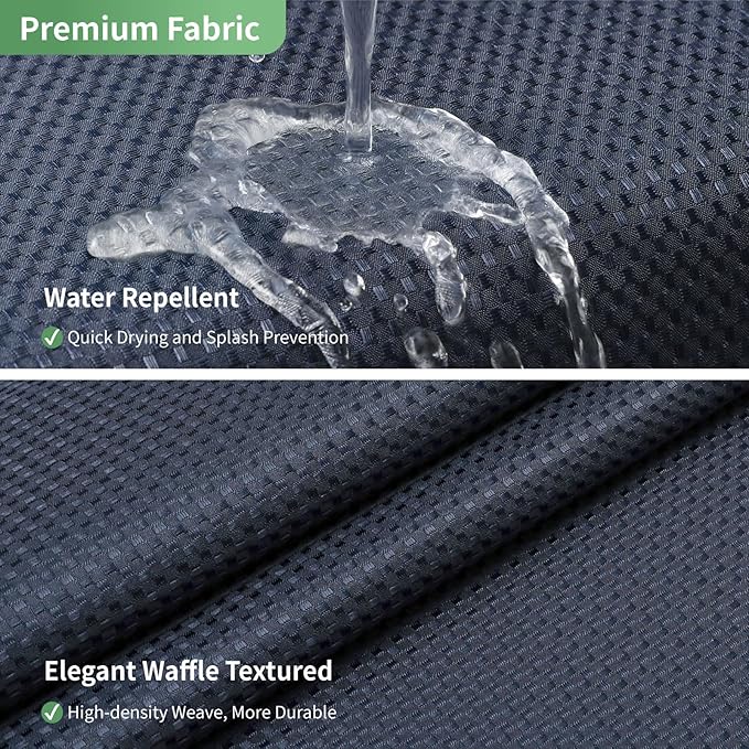 Stall No Hook Shower Curtain with Snap-in Fabric Liner Set,Waffle Weave Shower Curtains for Bathroom,Hotel Luxury Decor Bathroom Curtain Set,Waterproof & Washable,Navy,54Wx80H
