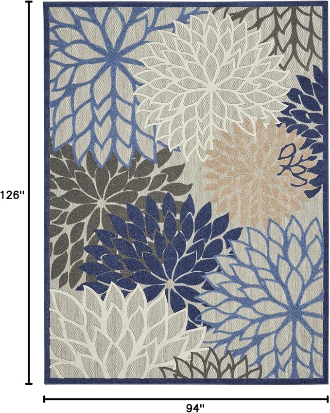 Nourison Home Aloha 7'10" x 10'6" Fabric Indoor/Outdoor Rug in Blue/Multi-Color