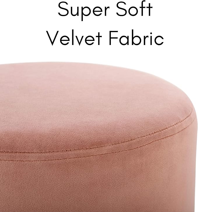BIRDROCK HOME Round Ottoman Foot Stool – Soft Padded Modern Design – Ideal for Living Room, Bedroom – Compact Footrest, Vanity Chair, Small Furniture – Foam Seating, Decorative Accent (Dusty Rose)