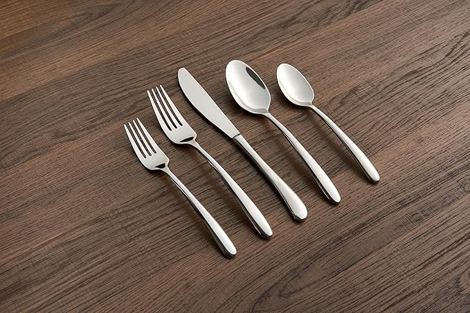 Cambridge Silversmiths 18/0 Jude Mirror 20 Piece Flatware Set, Service for Four, silver