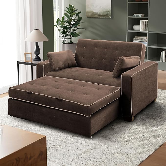 Serta Ainsley Loveseat with Pull Out Sleeper Microfiber Java Full