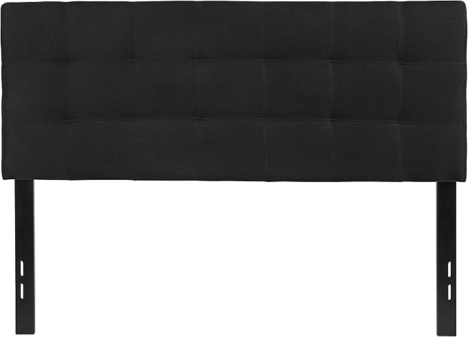 EMMA + OLIVER Quilted Tufted Upholstered Full Size Headboard in Black Fabric