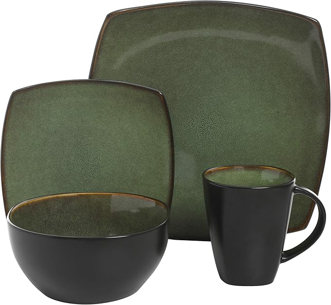 Gibson Elite Soho Lounge 16 Piece Dinnerware Set, Green