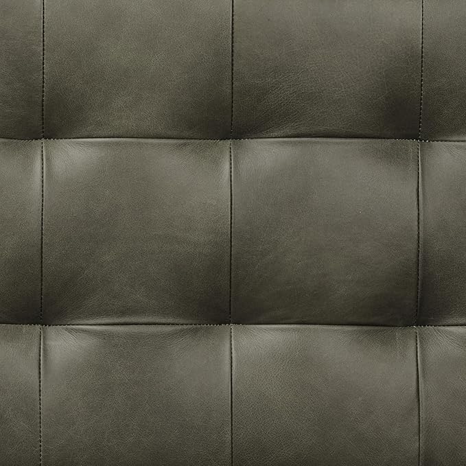 POLY & BARK 55" Tufted Leather Bed Bench for Bedroom End of Bed - Living Room Entry Way Bench - Pure Italian Leather Upholstery with a Solid Wood Frame - Ottoman Bench with Wooden Legs - Olivine Green