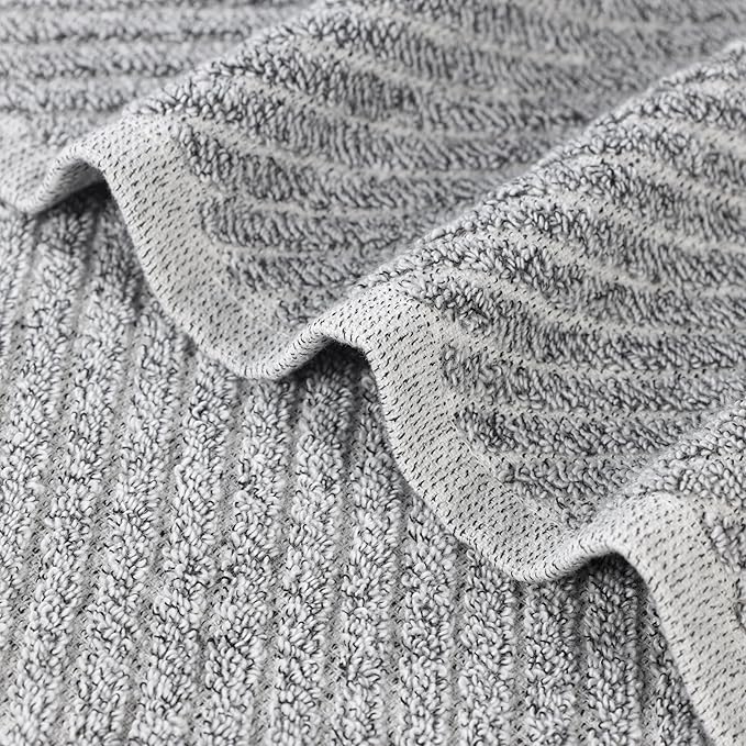 Superior Amelia Viscose Cotton Blend Medium Weight Small Towels, For Kitchen, Bathroom, Shower, Spa, Plush, Quick Dry, Ultra-Soft Essentials, Ribbed Design, Face Towels Washcloths, Set of 12, Charcoal