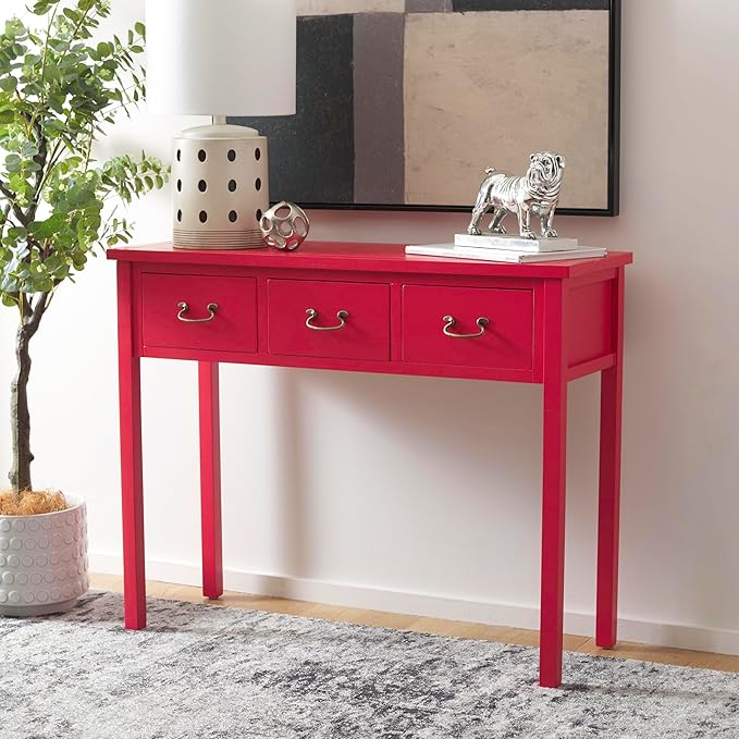 SAFAVIEH Home Collection Cindy Farmhouse Hot Red 3-Drawer Console Table