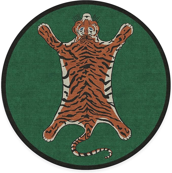 RUGGABLE x Jonathan Adler Machine Washable Modern Area Rug – Tiger Emerald 6 ft Round, Stain-Resistant, Non-Slip – Medium Rugs for Living Room, Bedroom, Hallway, Entryway & Office–with Cushioned Pad