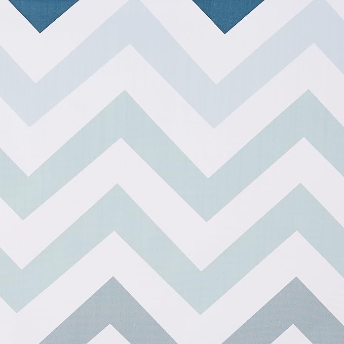 Amazon Basics Bathroom Shower Curtain, Water Resistant Fabric with Grommets & Hooks, Machine Washable, 72"x72" , Blue Ombre Chevron