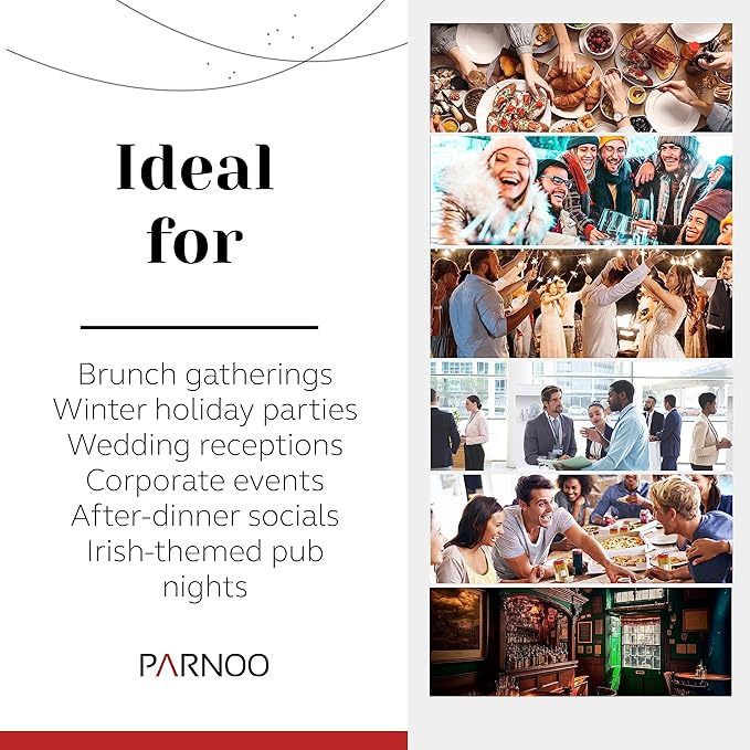 PARNOO Irish Coffee Mugs - 8 oz with Handle & Footed Stem Base - Clear Glasses for Tea, Coffee & Hot Chocolate, Heavy Duty Set of 4