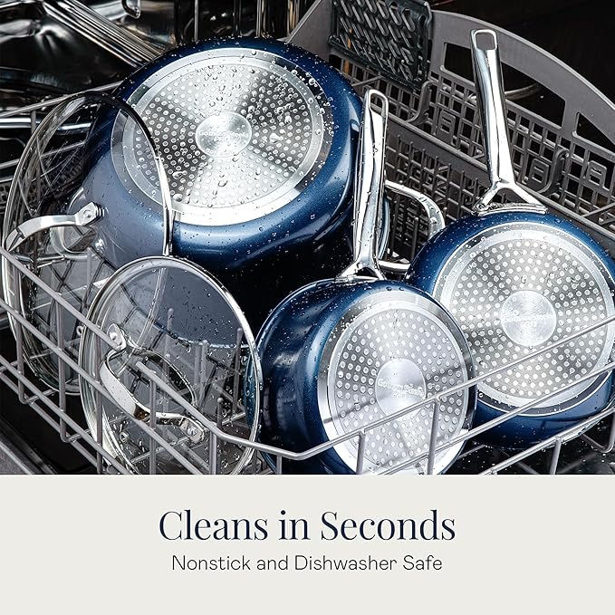 GOTHAM STEEL PRO 13 Pc Ceramic Cookware Set Nonstick, Pots and Pans Set Non Stick for Kitchen, Hard Anodized Induction Cookware, Non Toxic Made Without PFOA PFOS, Oven & Dishwasher Safe – Navy Blue