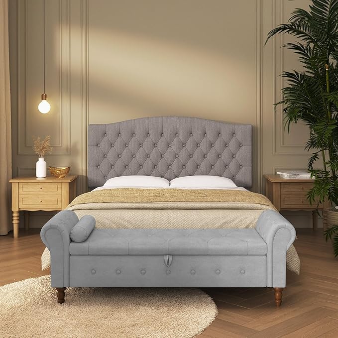 Velvet Upholstered Headboard Queen/Full Size Latest Model Wall Mount, Bed Frame Mount, Featuring High-Density Sponge Padding, Luxury Texture Easy Assembly Comfort and Style-Linen