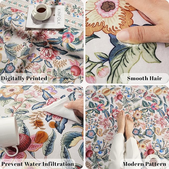 Runner Rug for Kitchen Rug Non Slip 2'6"x8' Washable Rugs with Rubber Backing Soft Vintage Floral Carpet Runner for Kitchen, Laundry, Bedroom, Bathroom, Beige