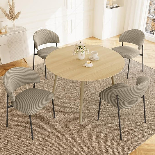 43.3 Inch Round Dining Table Set for 4, Modern Small Kitchen Coffee Set for Dining Room Kitchen Apartment (Cream Table + 4 Grey Shell Chairs)