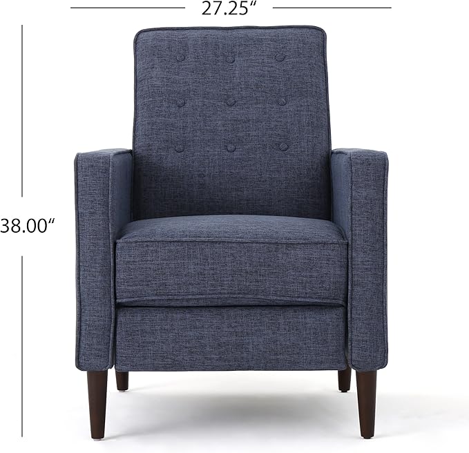 Christopher Knight Home Mervynn Mid-Century Modern Fabric Recliners, 2-Pcs Set, Dark Blue