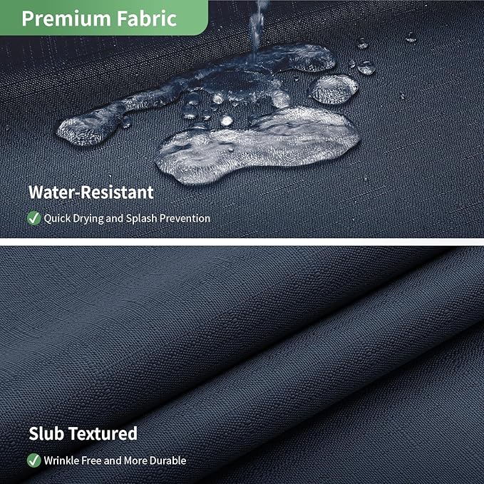 No Hook Shower Curtain with Snap-in Fabric Liner Set,Slub Textured Fabric Shower Curtains for Bathroom,Hotel Style Modern Shower Curtain,Water Repellent & Washable,71x74(72),Navy Blue