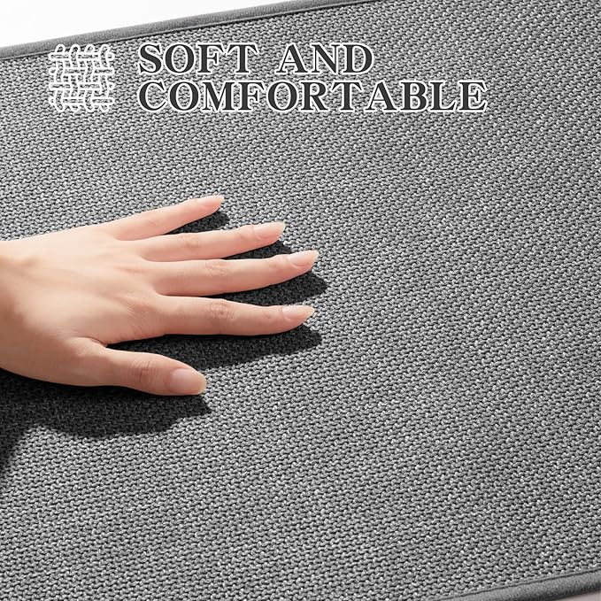 chakme Bathroom Rugs Mat 32x17, Ultra Thin Non Slip Bath Mat Quick Dry Absorbent Bath Mat for Bathroom Floor, (Dark Grey, 32"x17")