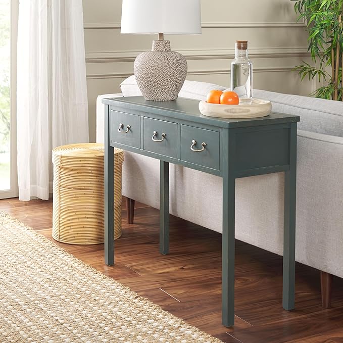 SAFAVIEH Home Collection Cindy Farmhouse Dark Teal 3-Drawer Console Table