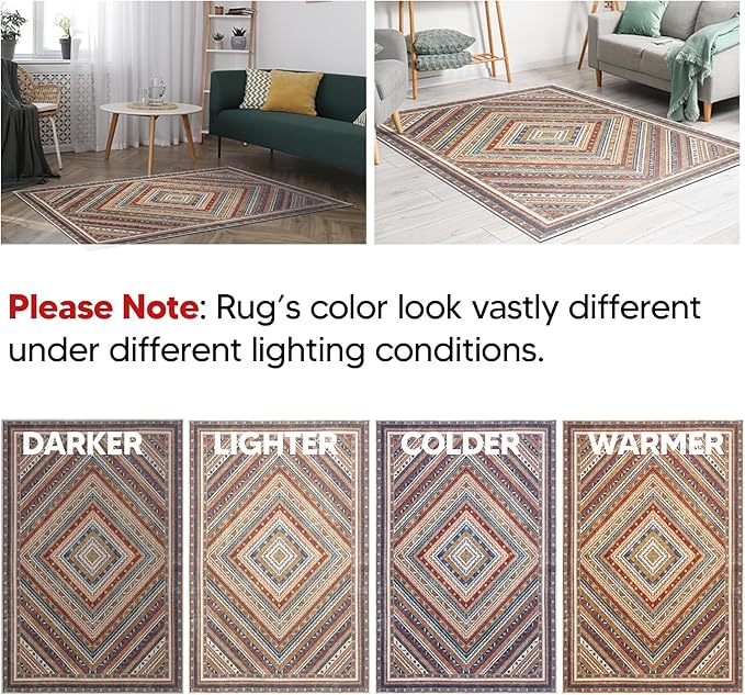 Keen Home Design 2x3 Rug - Machine Washable Entry Rug with Non-Slip Backing, Ideal for Enteryway, Kitchen, Bathroom, Laundry Room - Vintage, Easy Clean, Durable, Low Pile Rug - (2' x 3')