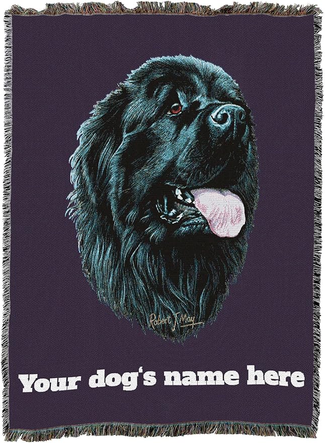 Pure Country Weavers Newfoundland Dog Personalized Woven Blanket Purple by Robert May - Gift Cotton Tapestry Throw - Made in The USA - 72" x 54"