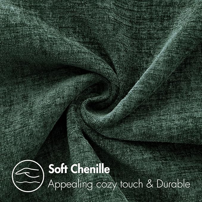 MIULEE Pack of 2 Green Throw Pillow Covers 12x20 Inch Soft Chenille Pillow Covers for Sofa Living Room Couch Solid Dyed Cases