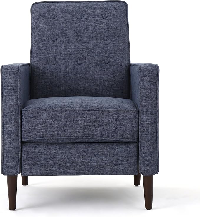 Christopher Knight Home Mervynn Mid-Century Modern Fabric Recliners, 2-Pcs Set, Dark Blue