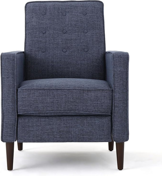 Christopher Knight Home Mervynn Mid-Century Modern Fabric Recliners, 2-Pcs Set, Dark Blue