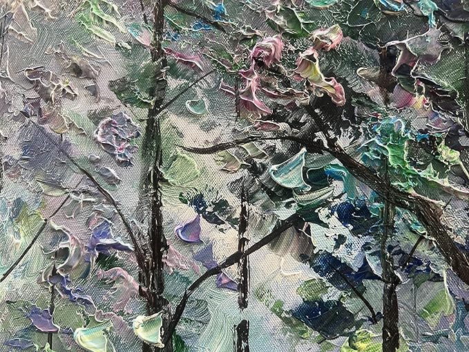 Art Hand Painted Green Forest Landscape Oil Painting Modern Abstract Art Home Wall Deco Art 24x48 inches