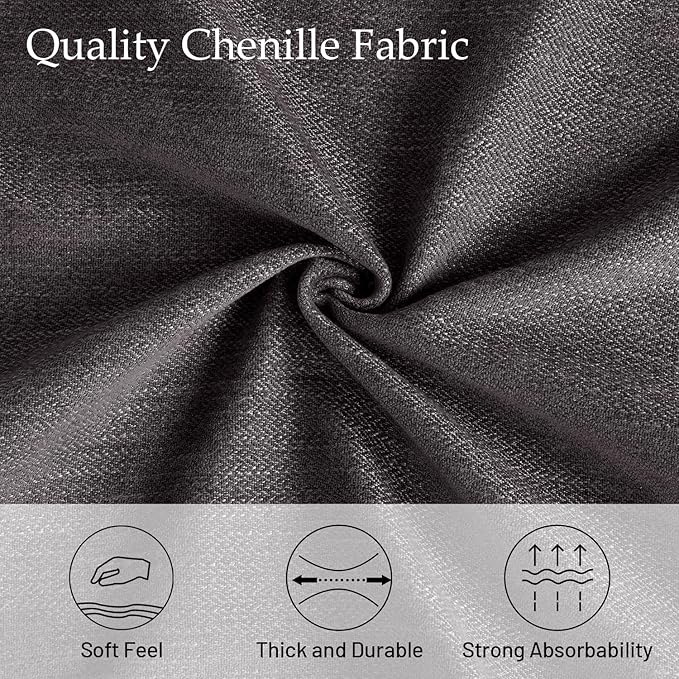 EASELAND 89" Modern Sofa Couch for Living Room, Chenille Sofa with Wide Armrest,3 Seater Deep Seat Loveseat with Removable Cover Easy to Install(Dark Grey)