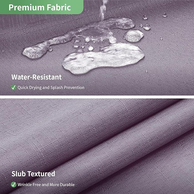 Lavender No Hook Shower Curtain with Snap-in Fabric Liner Set,Slub Textured Fabric Shower Curtains for Bathroom,Hotel Style Modern Shower Curtain,Water Repellent & Washable,71x74(72)