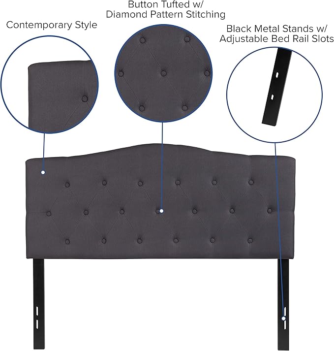 Flash Furniture Cambridge Tufted Upholstered Full Size Headboard in Dark Gray Fabric