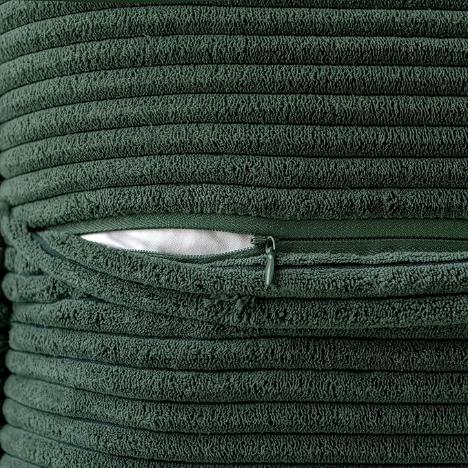 MIULEE Christmas Decorative Lumbar Throw Pillow Covers for Couch Bed Livingroom 12x20 Inch Set of 2 Dark Green Boho Accent Throw Pllows Broadside Striped Patchwork Soft Corduroy Pillowcases