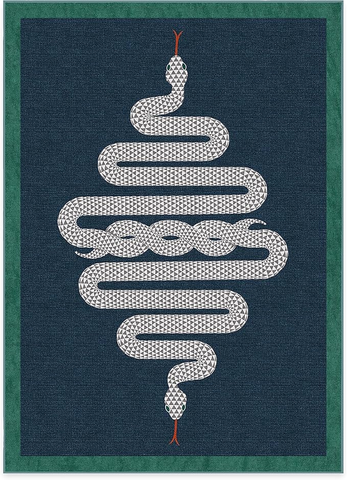 RUGGABLE x Jonathan Adler Machine Washable Modern Area Rug – Venom Sapphire 5x7, Stain-Resistant, Non-Slip – Medium Rugs for Living Room, Bedroom, Hallway, Entryway & Office–with Cushioned Pad