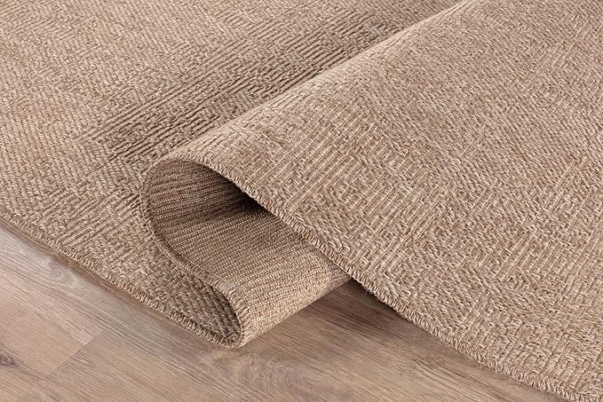 CAMILSON Easy Jute Rug 2x3, Indoor Outdoor Natural Color Fiber Area Rugs for Living Room and Kitchen Rug, Solid Boho Woven Design, Easy-Cleaning, Washable Outside Carpet Alfombras (2 x 3)