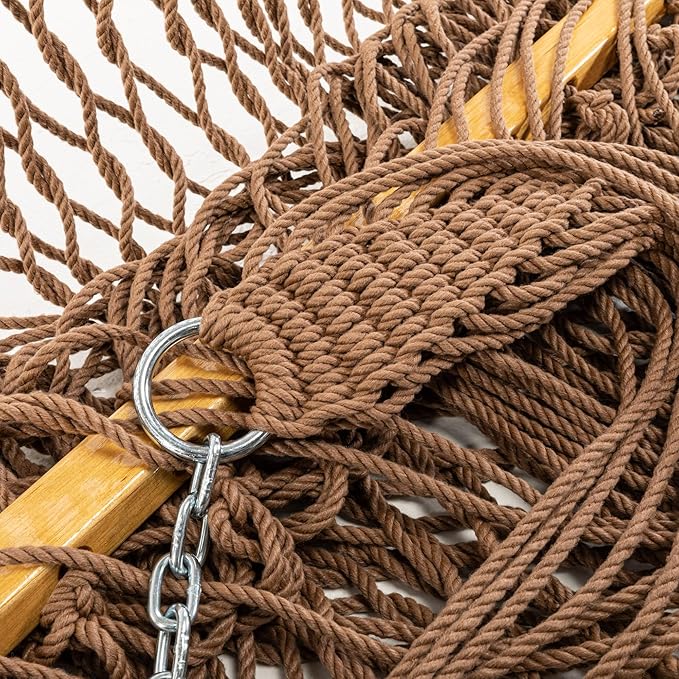 Original Pawleys Island 15DCAB Presidential Antique Brown Duracord Rope Hammock w/Extension Chains & Tree Hooks, Handcrafted in The USA, Accommodates 2 People, 450 LB Weight Capacity, 13 ft. x 65 in.