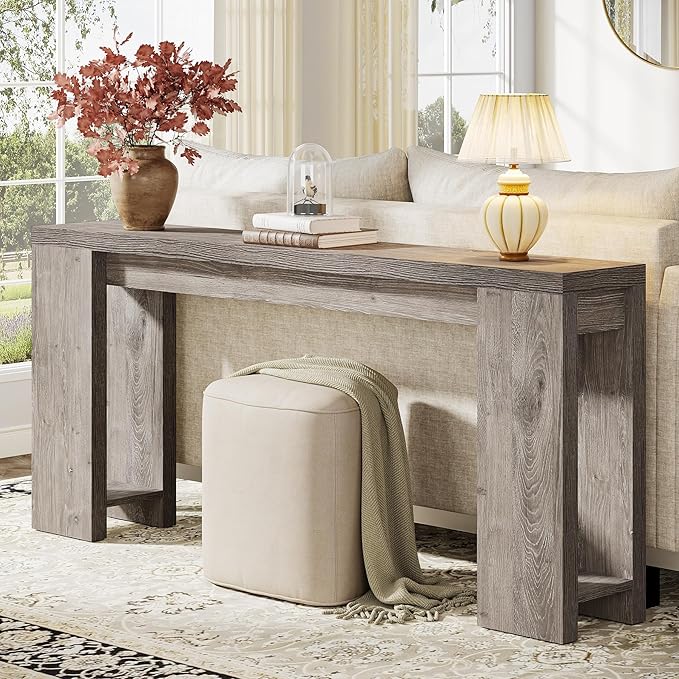 Tribesigns 70.9-Inch Extra Long Console Table, Farmhouse Wood Sofa Table Behind Couch, Narrow Entryway Accent Table for Living Room, Hallway, Entrance, Foyer, Grey