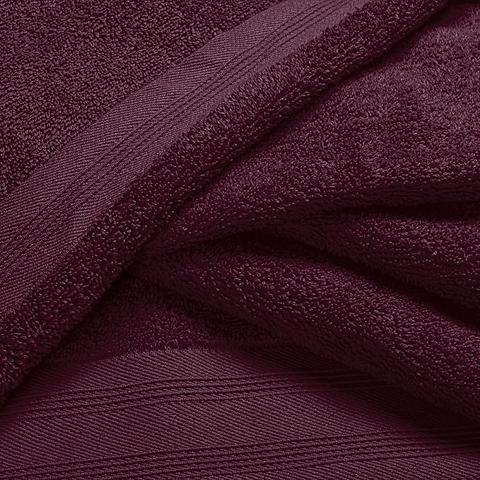 Cotton 2 Pack Oversized Bath Towel Set 28x55 inches, Large Bath Towels, Ultra Absorbant Compact Quickdry & Lightweight Towel, Ideal for Gym Travel Camp Pool - Burgundy