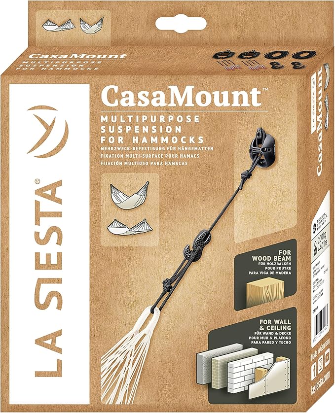 LA SIESTA - Large Double Brisa Classic Hammock & CasaMount - Suspension Kit for Walls & Beams - Weather Resistant Portable Hammock - 2-Person - Wave